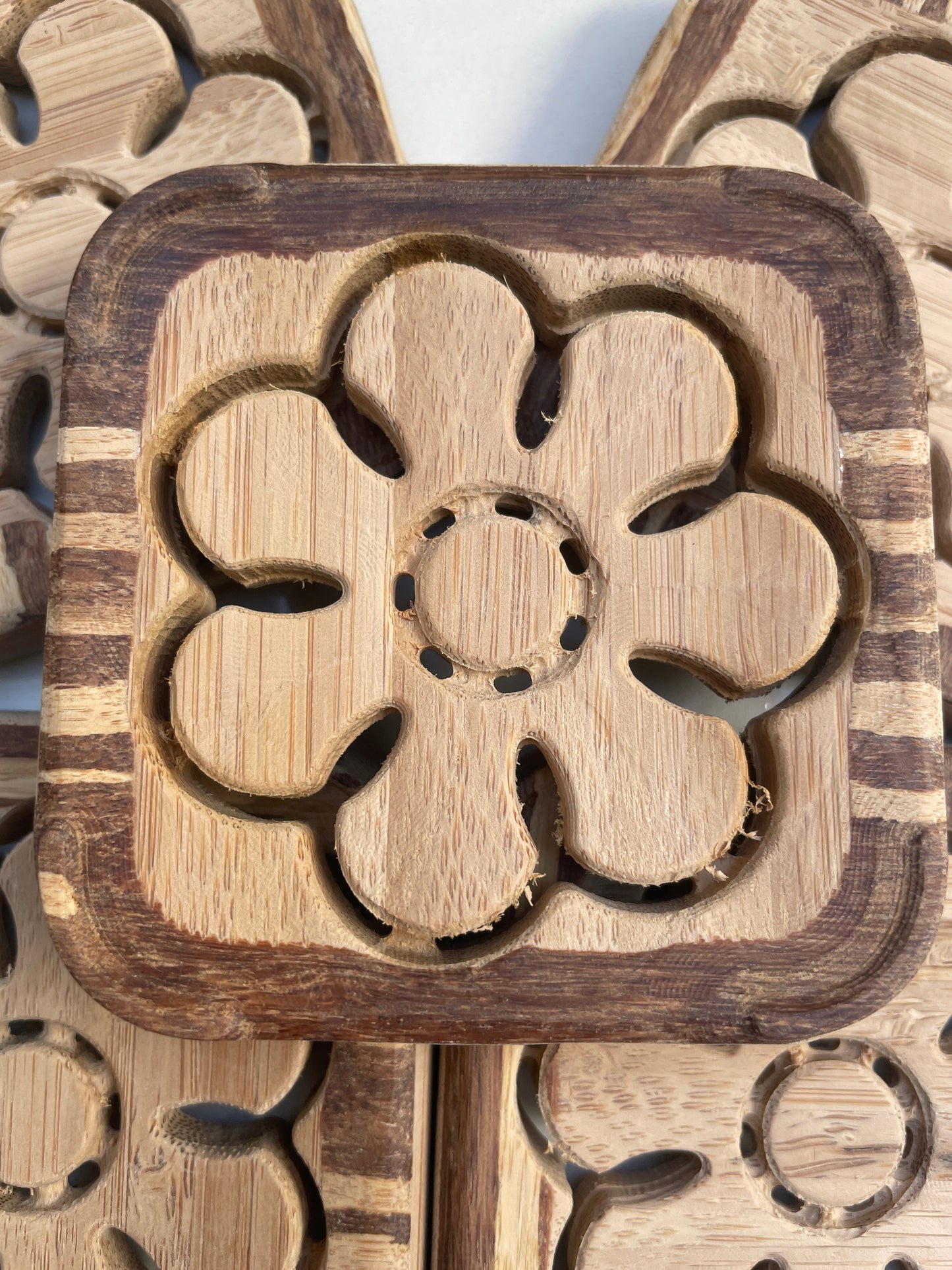 Modern square bamboo soap dish, featuring slatted design for optimal drainage and soap preservation