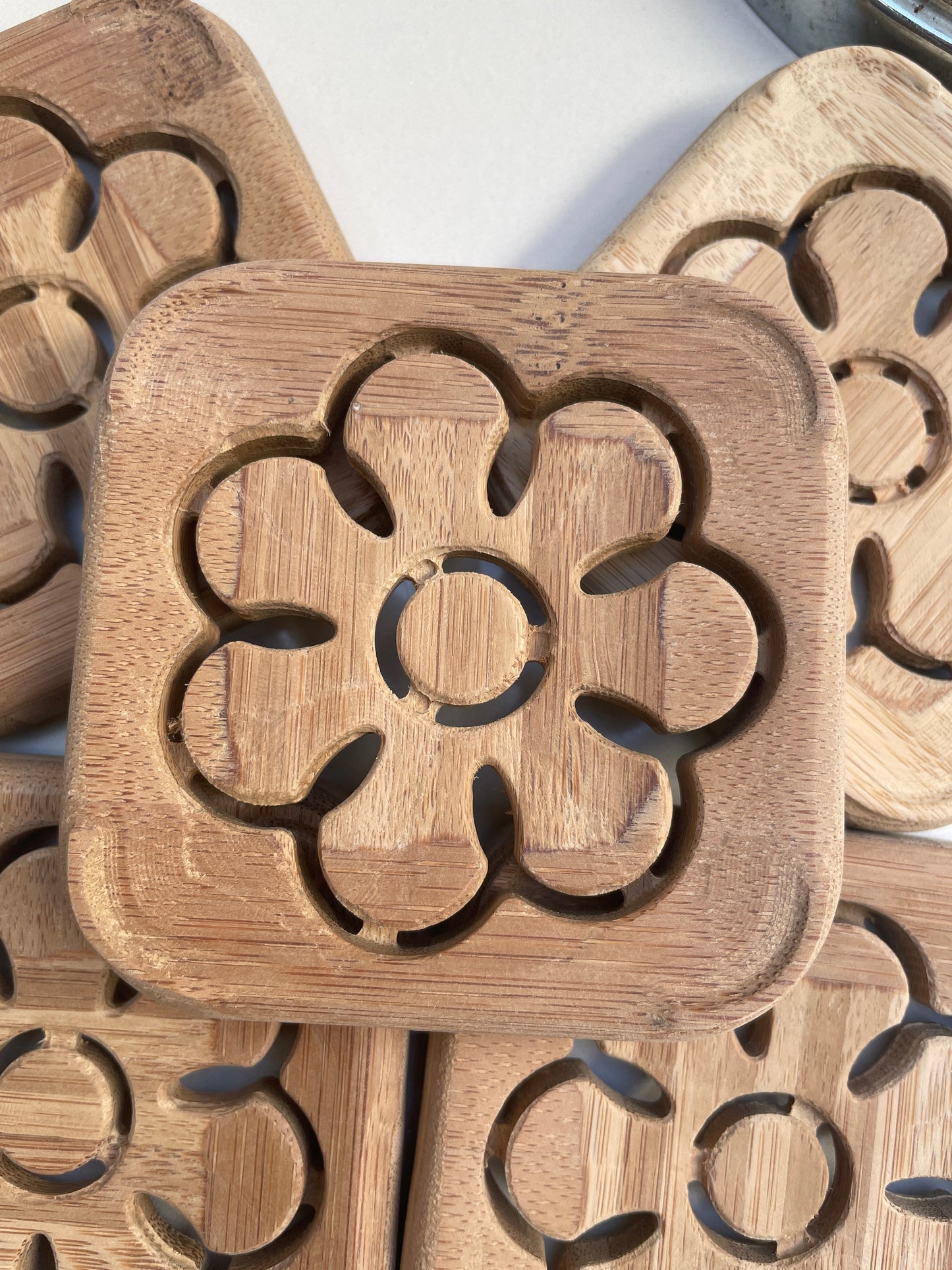 Modern square bamboo soap dish, featuring slatted design for optimal drainage and soap preservation